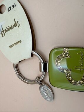 Harrods Of London Silver Branded Square Keyring